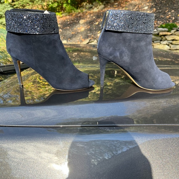 Kate Spade Navy Suede Glitter Cuff Bootie - Picture 3 of 6